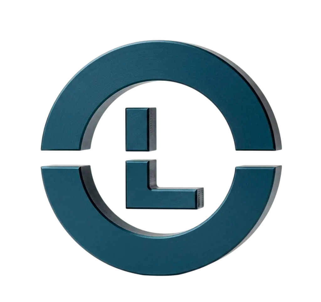 Logo 3D Lopez Electricité, une lettre "L" entouré d'un cercle