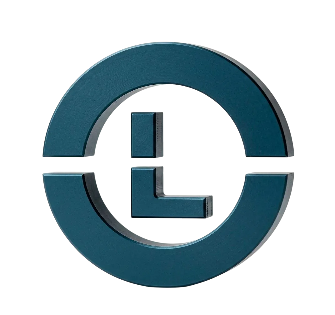Logo 3D Lopez Electricité, une lettre "L" entouré d'un cercle