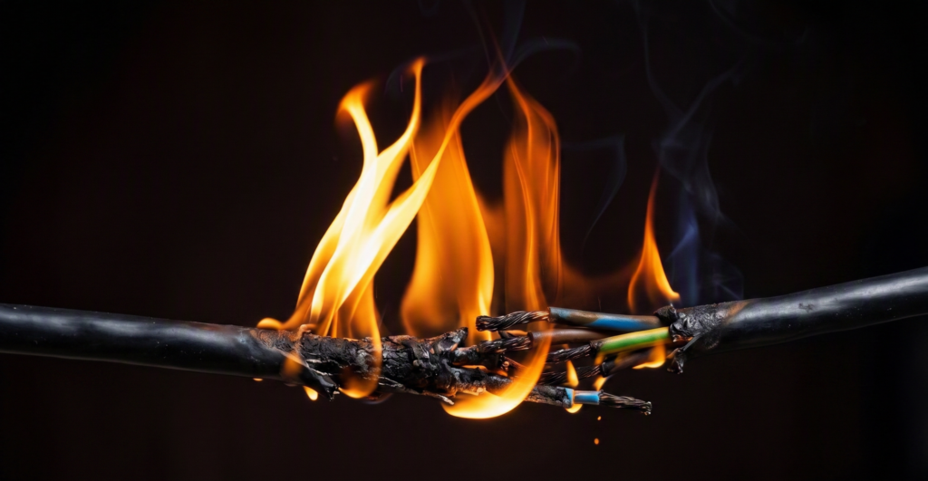 Urgence cable électrique en feu